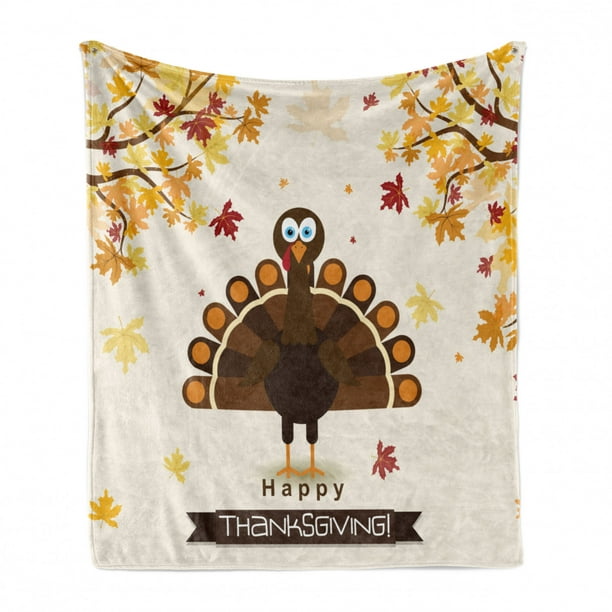 Thanksgiving Turkey Day Retro Flannel Blanket,Soft Bedding Fleece Throw Couch Cover Decorative Blanket for Home Bed Sofa & Dorm 60x50 